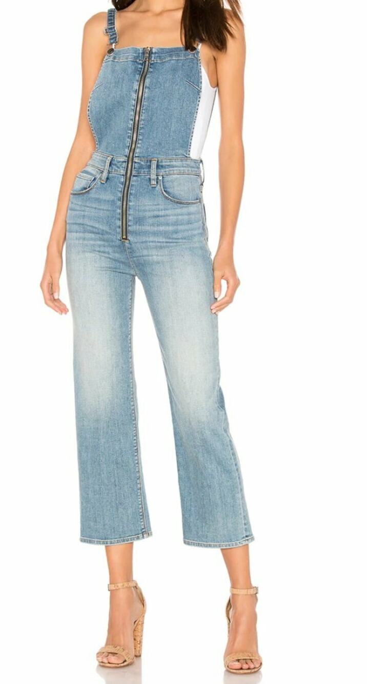 NEW HUDSON CANNON AVALON DENIM ZIP FRONT CROP JEANS OVERALLS $265 JUMPSUIT SZ 25